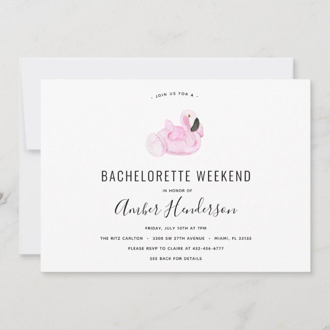 Flamingo Pool Float Bachelorette Itinerary Invitation (Front)