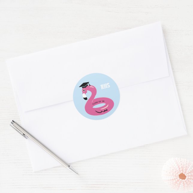 Flamingo Pool Float with Grad Cap Envelope Seal (Envelope)