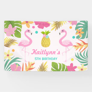 Flamingo Pool Party Banner Tropical Flamingo Party