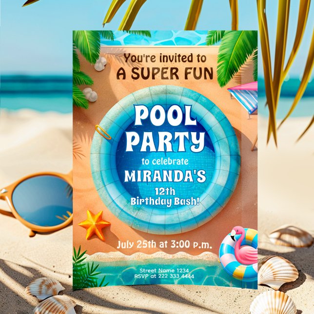 Flamingo Pool Party Birthday Invitation (Creator Uploaded)