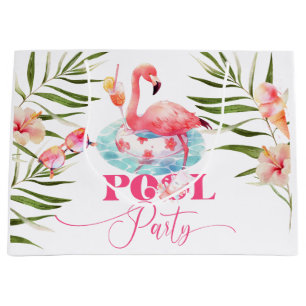 Flamingo pool party Birthday Large Gift Bag