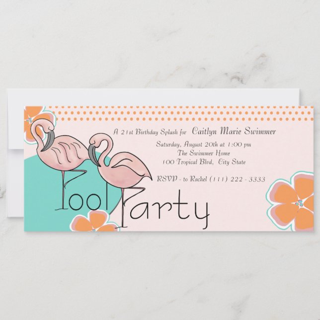 Flamingo Pool Party Invitation (Front)