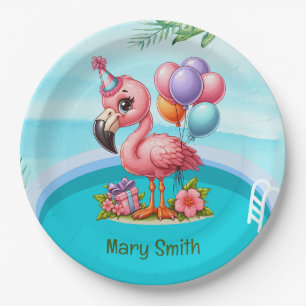 Flamingo Pool Party! Paper Plate
