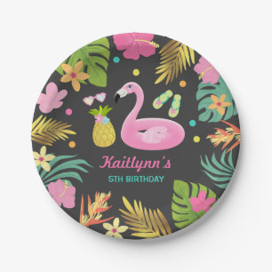 Flamingo Pool Party Paper Tropical Pool Party Plate