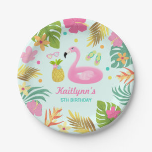 Flamingo Pool Party Paper Tropical Pool Party Plate
