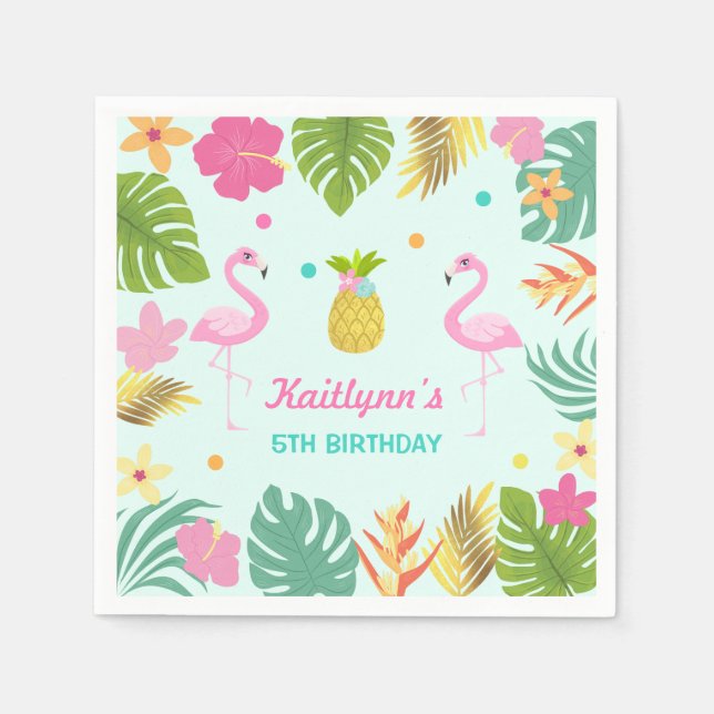 Flamingo Pool Party Party Napkin Tropical Flamingo (Front)