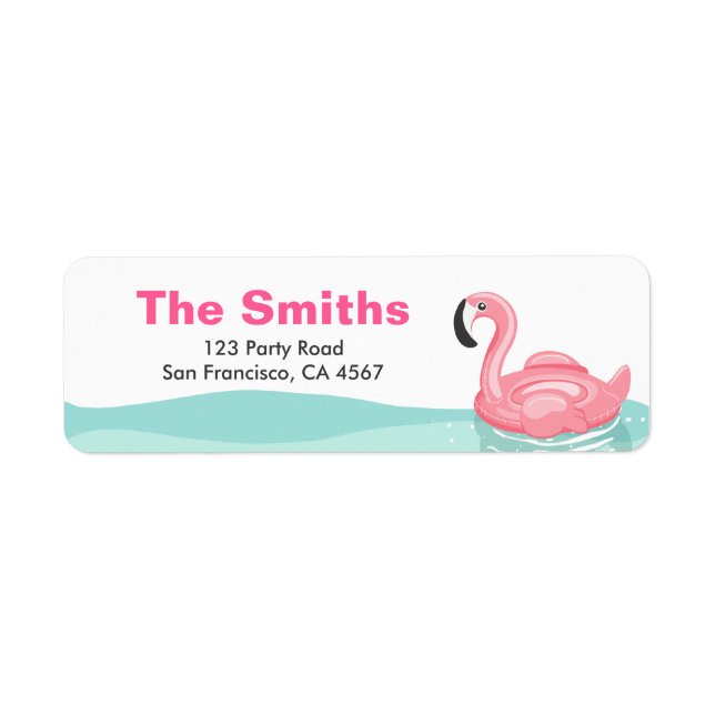 Flamingo Pool Party Return Address Label Tropical (Front)