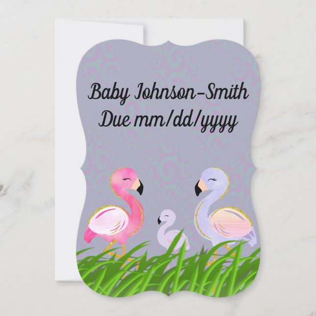 Flamingo Pregnancy Personalized Announcement (Front)