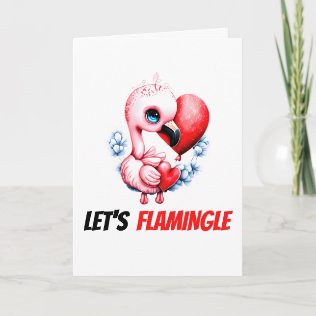 Flamingo pun | Cute baby flamingo flamingle bff Holiday Card (Front)