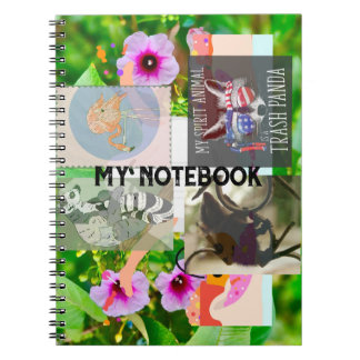 Flamingo, Raccoon Spirit Animal, Ringtail, Floral Notebook