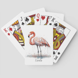 Flamingo Radiance: Watercolor Flamingo, custom  Playing Cards