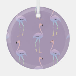 Flamingo Rainbow: Colourful Seamless Pattern. Glass Ornament