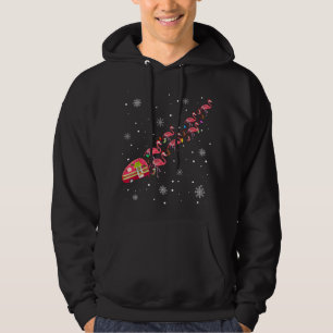 Flamingo Reindeer Christmas Pajama Santa Flamingo  Hoodie