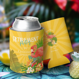Flamingo Retirement Yellow Orange Can Cooler