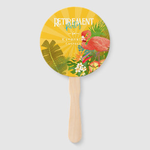 Flamingo Retirement Yellow Orange Cooler Hand Fan