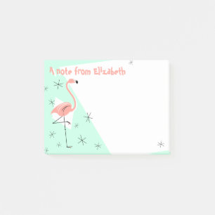 Flamingo Retro Green Text note