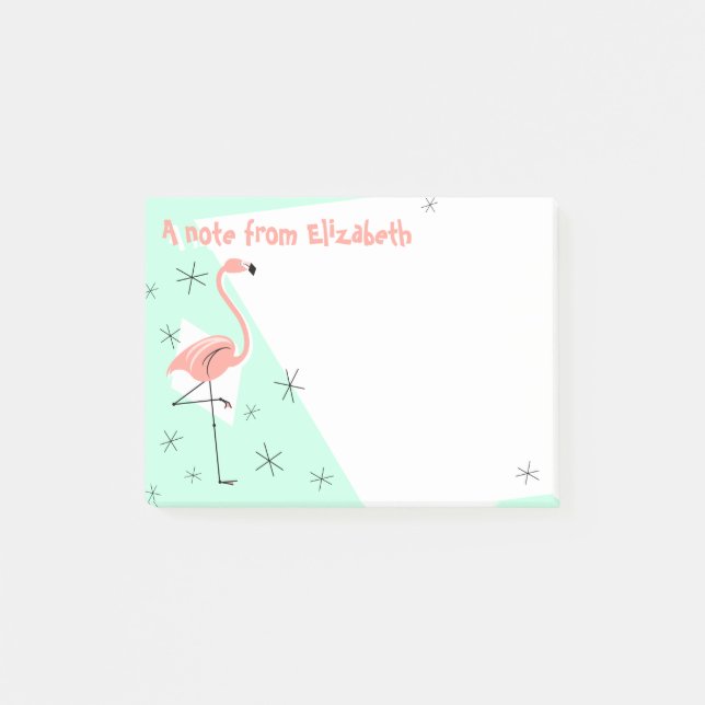Flamingo Retro Green Text note (Front)
