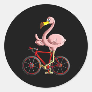 Flamingo Riding a Bicycle Cool Bikers Funny Bike Classic Round Sticker