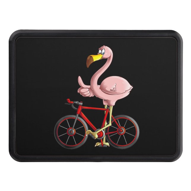 Flamingo Riding a Bicycle Cool Bikers Funny Bike Trailer Hitch Cover (Front)