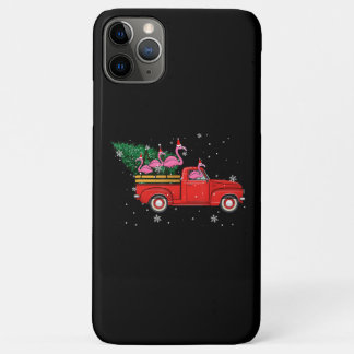 Flamingo Riding Red Truck Xmas Santa Hat Christmas iPhone 11 Pro Max Case