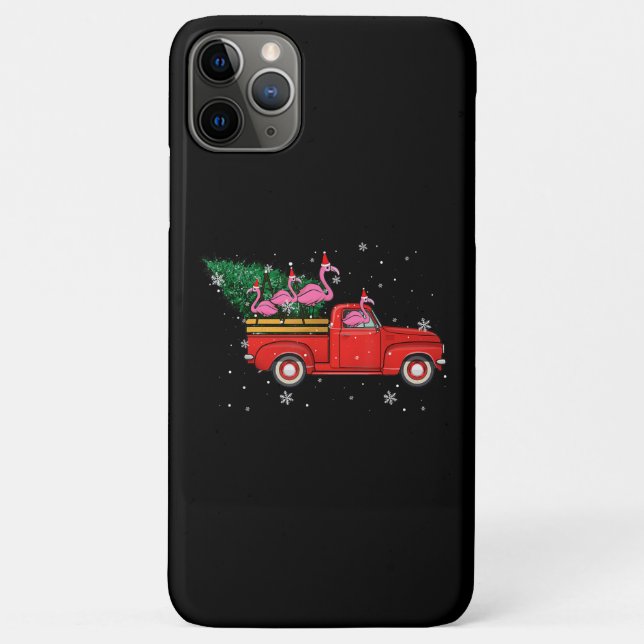 Flamingo Riding Red Truck Xmas Santa Hat Christmas Case-Mate iPhone Case (Back)