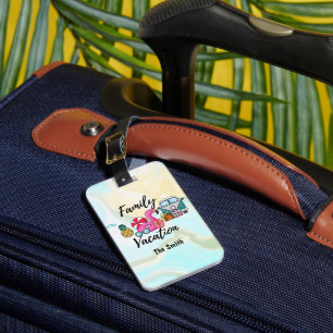 Flamingo Road trip to Sea side Family Vacation  Luggage Tag