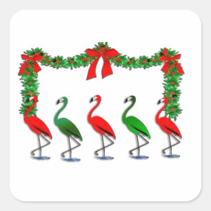 Flamingo Rockettes Dancing Show Square Sticker