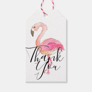 Flamingo rose cutr merci étiquette cadeau