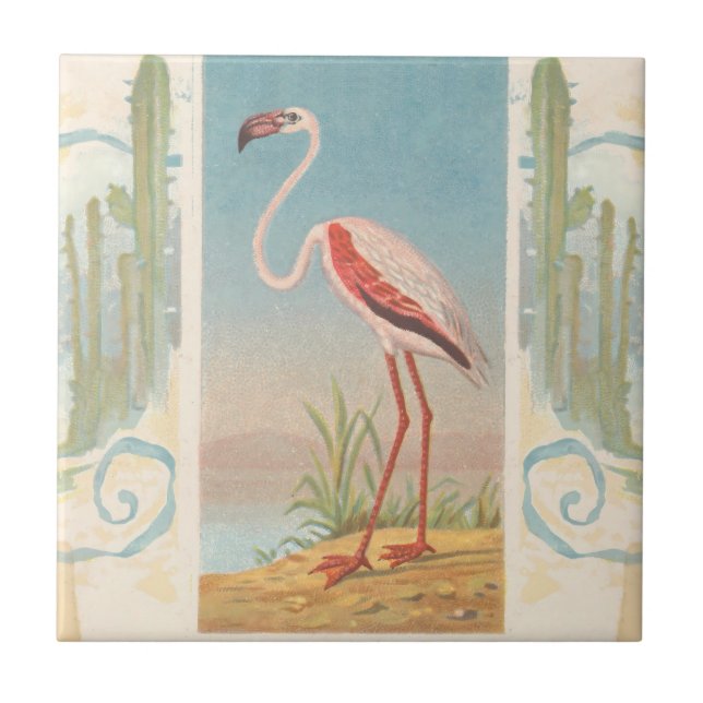 Flamingo Rug Vintage Tropical Bird Tile (Front)