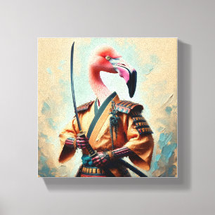 Flamingo Samurai Canvas Print
