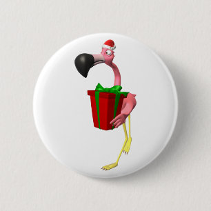 Flamingo Santa 2 Inch Round Button