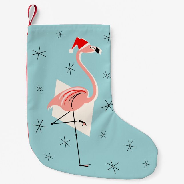 Flamingo Santa Blue stocking one-sided (Front)