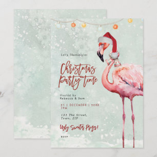 flamingo santa chapeau Noël invitation