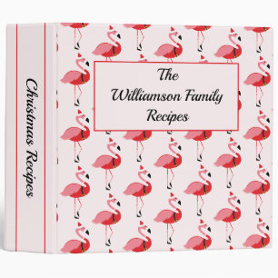 Flamingo Santa Family Christmas Recipe Cookbook Binder