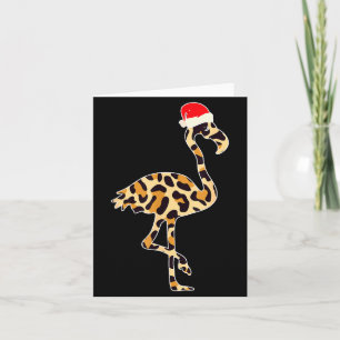 Flamingo Santa Hat Family Matching Christmas Leopa Card