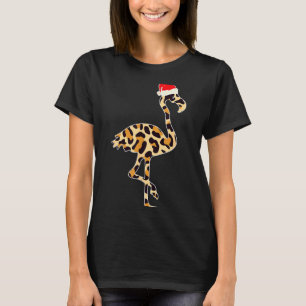 Flamingo Santa Hat Family Matching Christmas Leopa T-Shirt