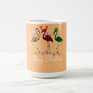 Flamingo Santa Hat Reindeer Buffalo Plaid Flamingo Coffee Mug