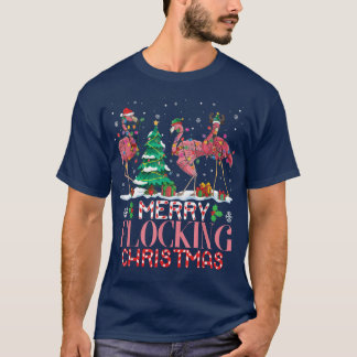 Flamingo Santa Hat Reindeer Xmas Merry Flocking Ch T-Shirt