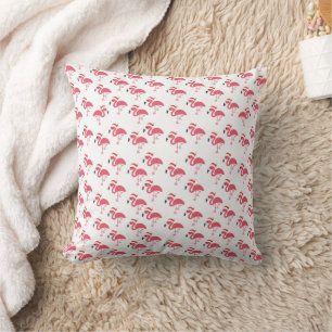 Flamingo Santa Hat Throw Pillow