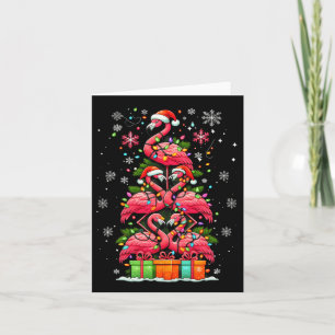 Flamingo Santa Hat Xmas Lights Christmas Tree Anim Card