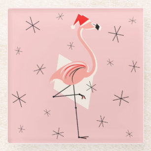 Flamingo Santa Pink coaster