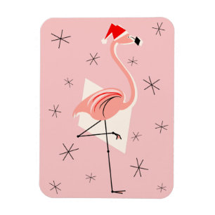 Flamingo Santa Pink magnet flexible portrait