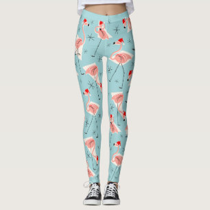Flamingo Santas Blue leggings