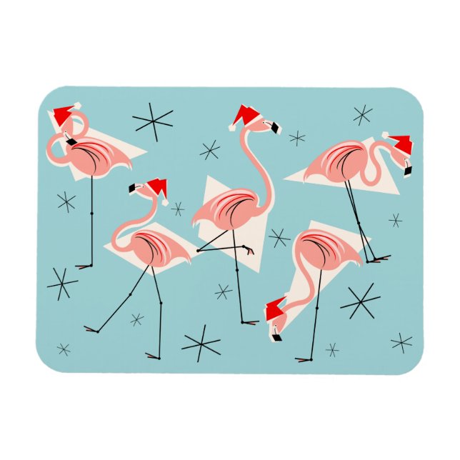 Flamingo Santas Blue magnet flexible (Horizontal)