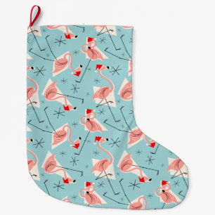 Flamingo Santas Blue Multi stocking