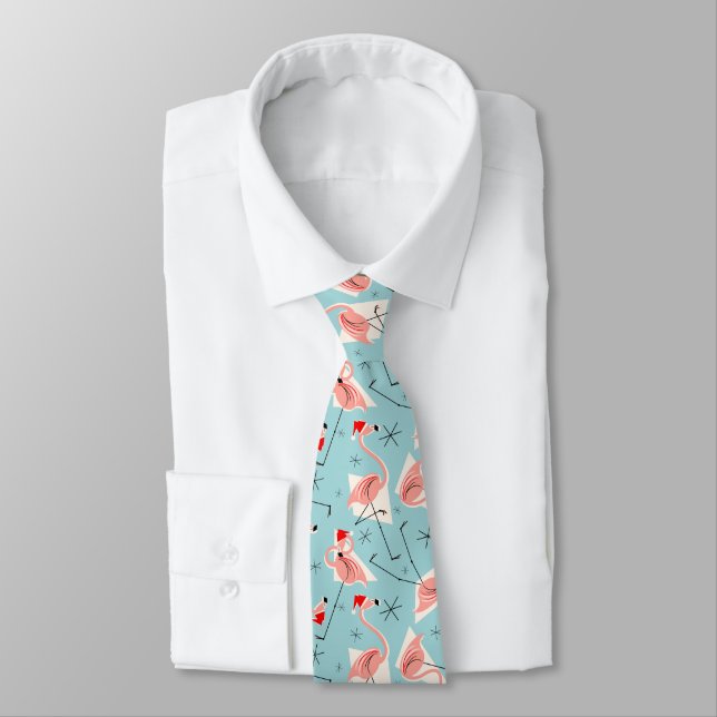 Flamingo Santas Blue Multi tie (Tied)