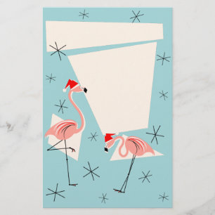 Flamingo Santas Blue stationery