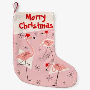 Flamingo Santas Pink Merry Christmas stocking