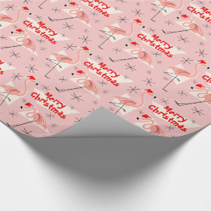 Flamingo Santas Pink Merry Christmas Wrapping Paper