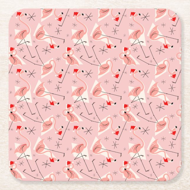 Flamingo Santas Pink Multi coasters square (Front)